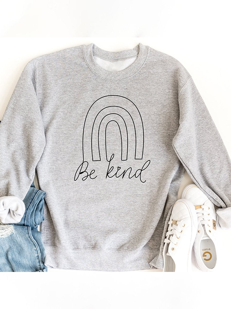 Rainbow Be Kind Suicide Prevention Mental Print Casual Sweatshirt-lovefitte