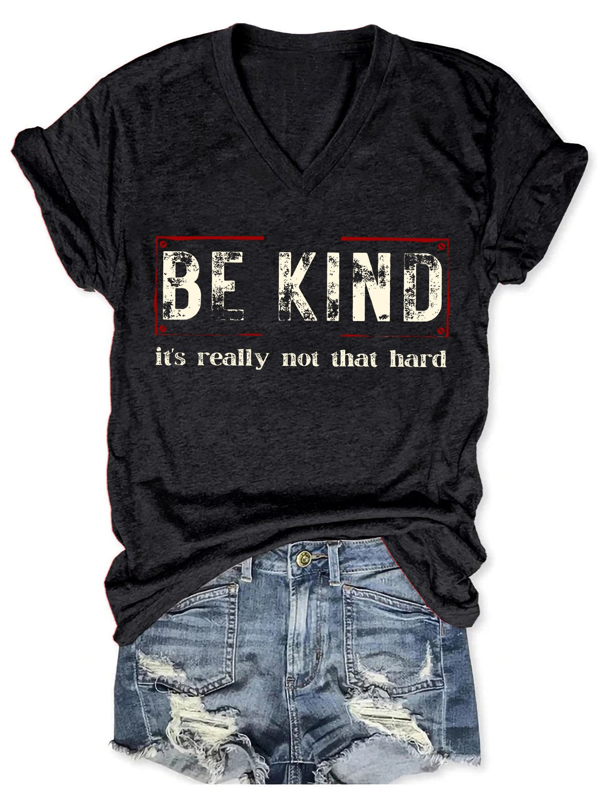 Be Kind It's Really Not That Hard Art Print Casual T-shirt-lovefitte