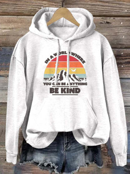 Unisex Women's Men's In A World Where You Can Be Anything Be Kind Suicide Prevention Awareness Print Casual Hoodie-lovefitte