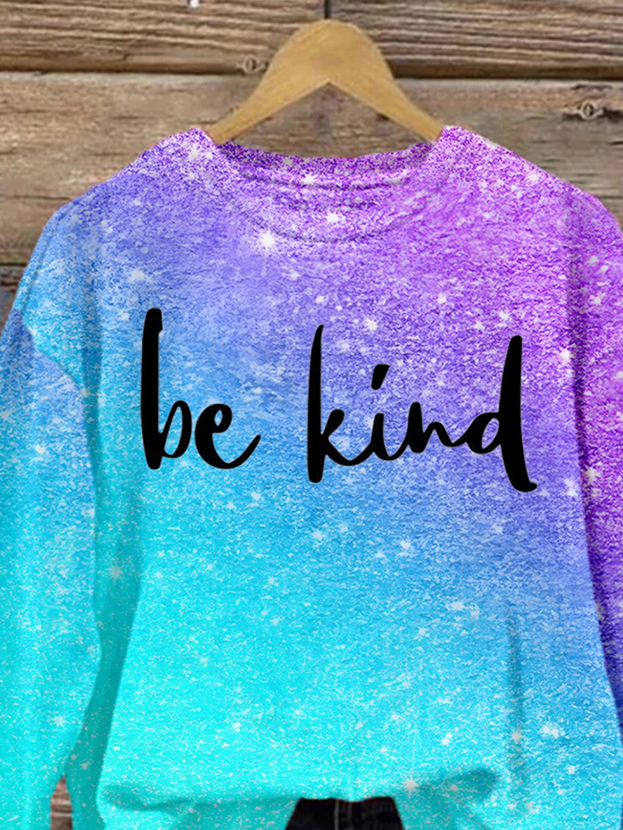 Women's Be Kind Print Casual Sweatshirt-lovefitte