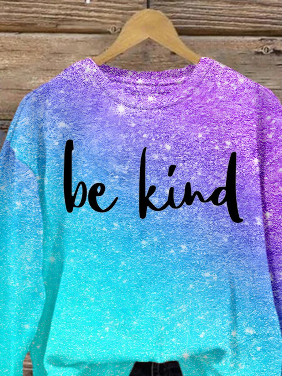 Women's Be Kind Print Casual Sweatshirt-lovefitte
