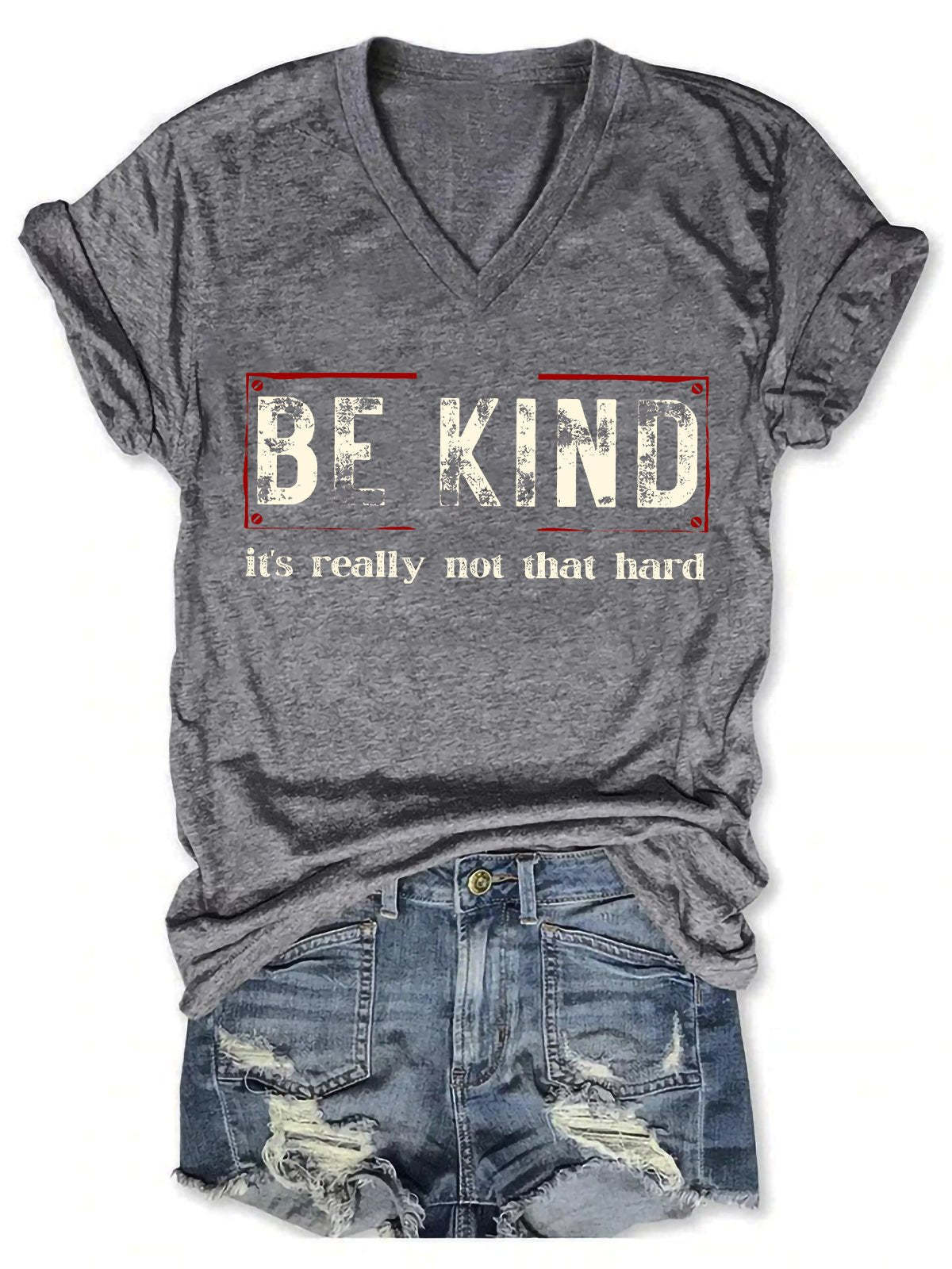 Be Kind It's Really Not That Hard Art Print Casual T-shirt-lovefitte