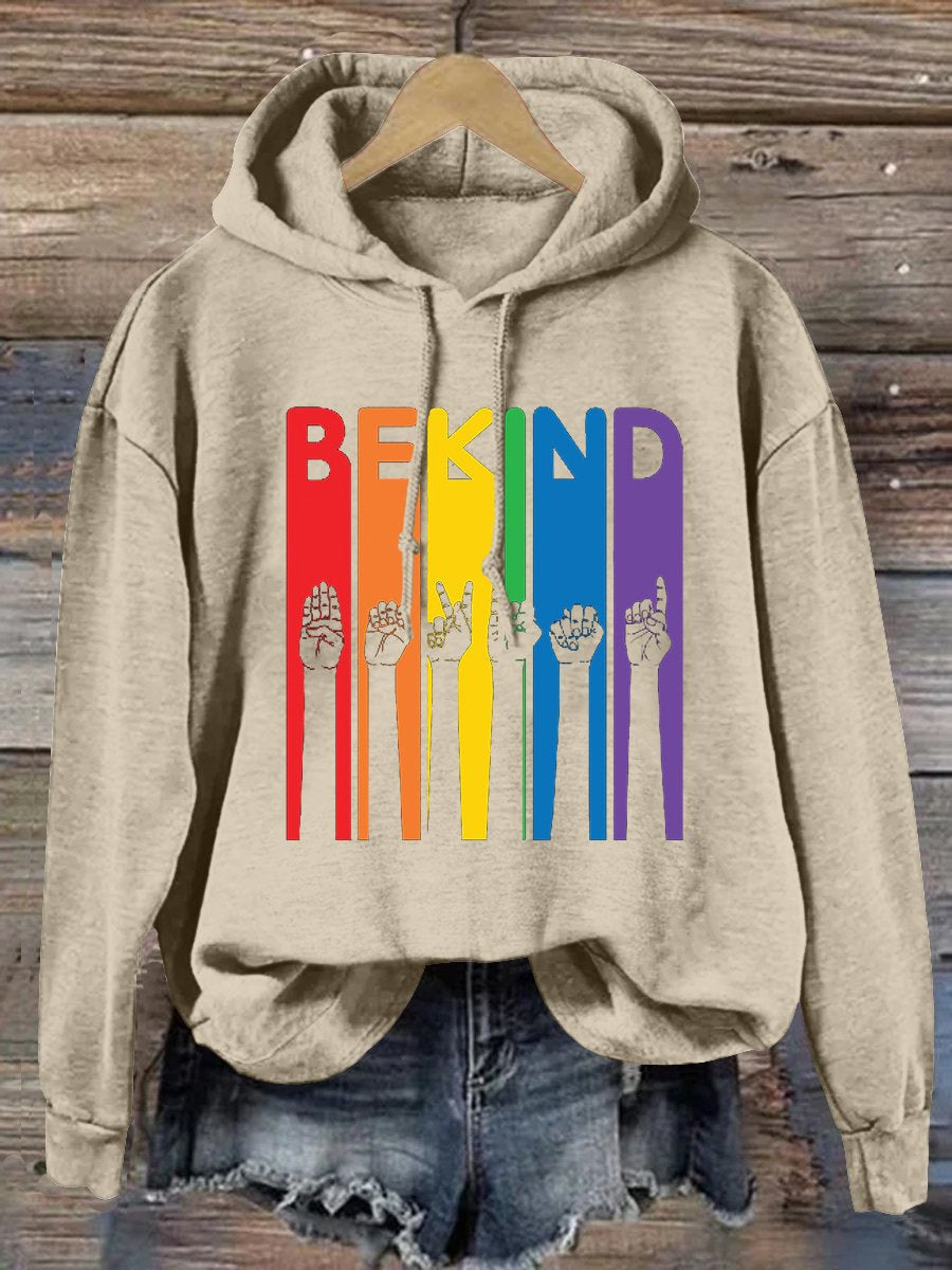 Be Kind Sign Language Kindness Pride Print Casual Hoodie-lovefitte