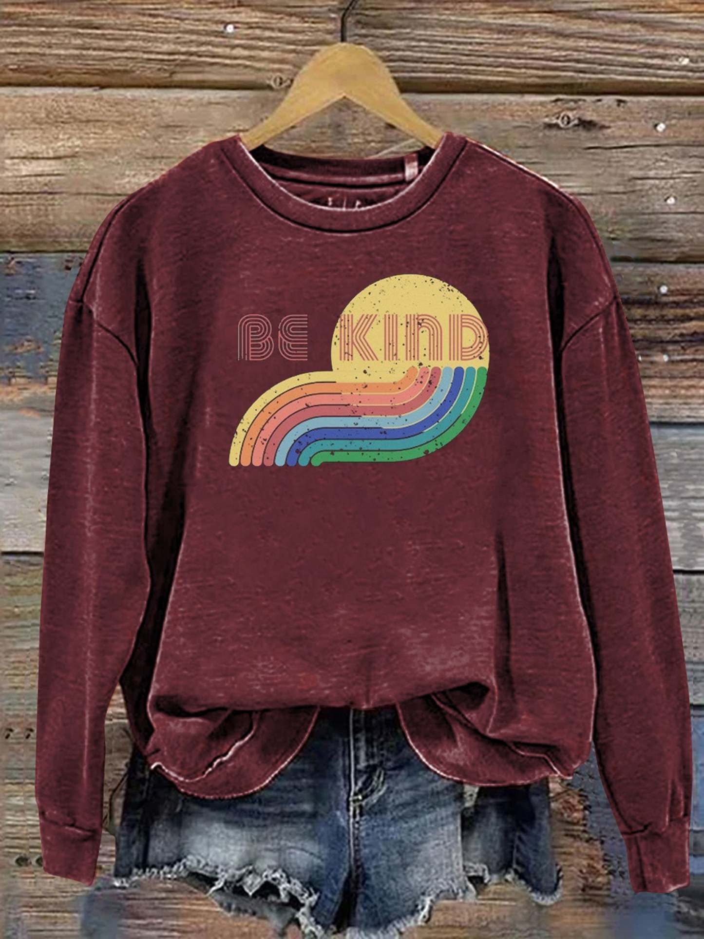Be Kind Kindness Pride Rainbow Love Gradient Print Casual Sweatshirt-lovefitte