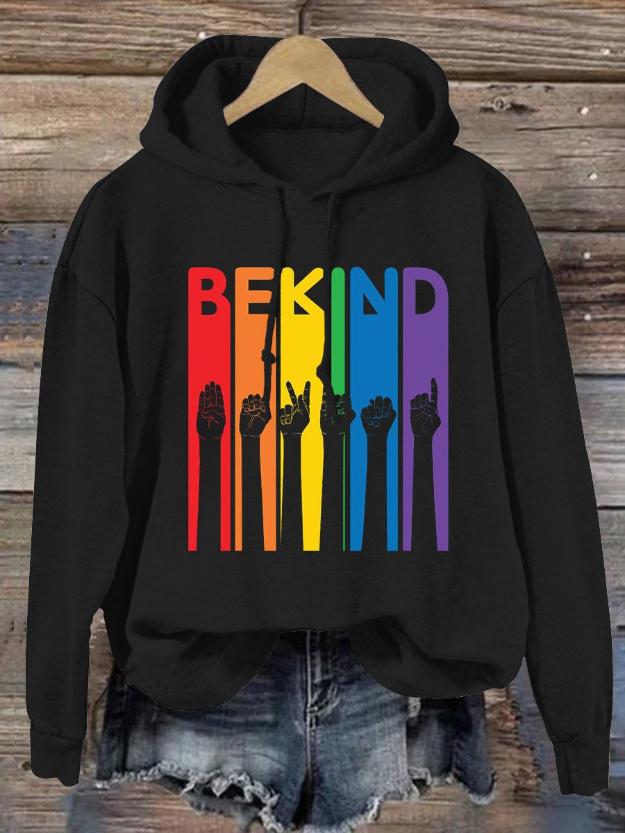 Be Kind Sign Language Kindness Pride Print Casual Hoodie-lovefitte