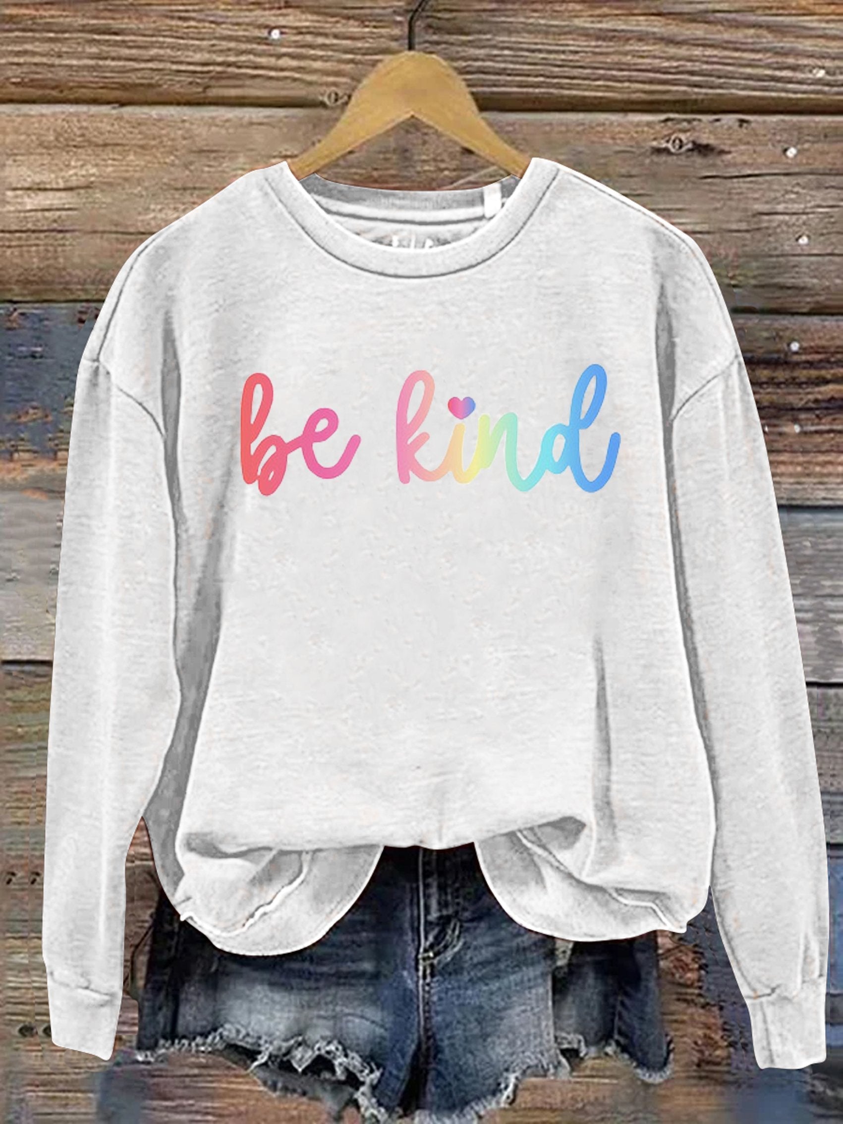 Be Kind Kindness Pride Rainbow Love Gradient Print Casual Sweatshirt-lovefitte
