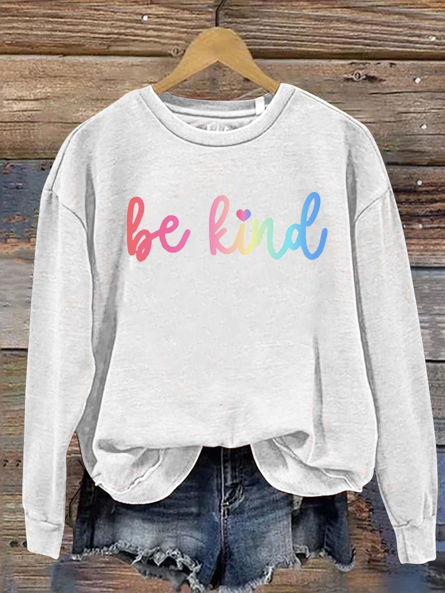 Be Kind Kindness Pride Rainbow Love Gradient Print Casual Sweatshirt-lovefitte
