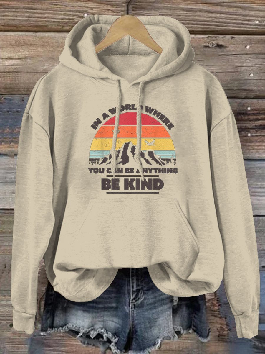 Unisex Women's Men's In A World Where You Can Be Anything Be Kind Suicide Prevention Awareness Print Casual Hoodie-lovefitte
