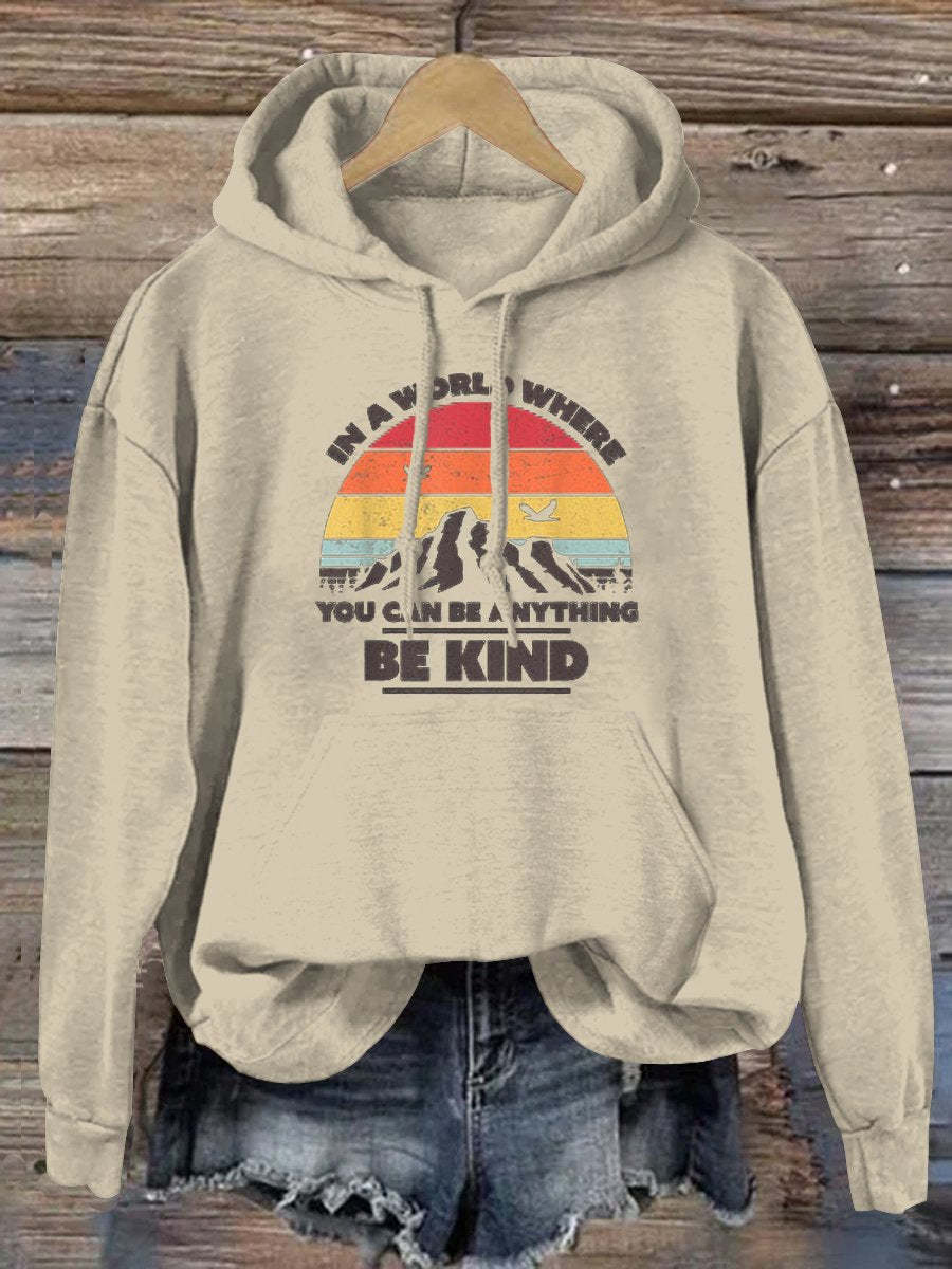 Unisex Women's Men's In A World Where You Can Be Anything Be Kind Suicide Prevention Awareness Print Casual Hoodie-lovefitte