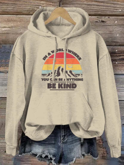 Unisex Women's Men's In A World Where You Can Be Anything Be Kind Suicide Prevention Awareness Print Casual Hoodie-lovefitte