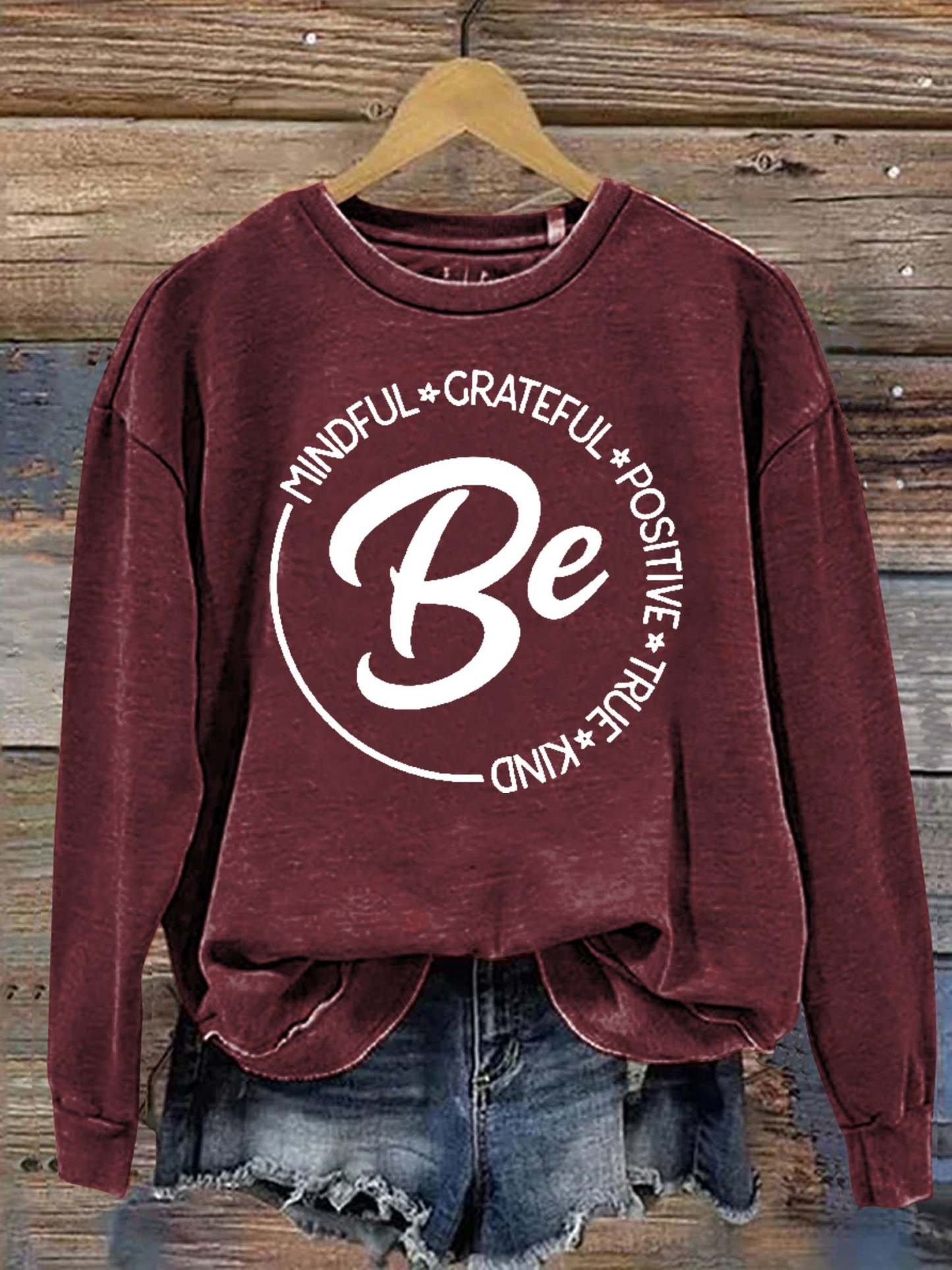 Be Kind Mindful Grateful Positive True Print Casual Sweatshirt-lovefitte