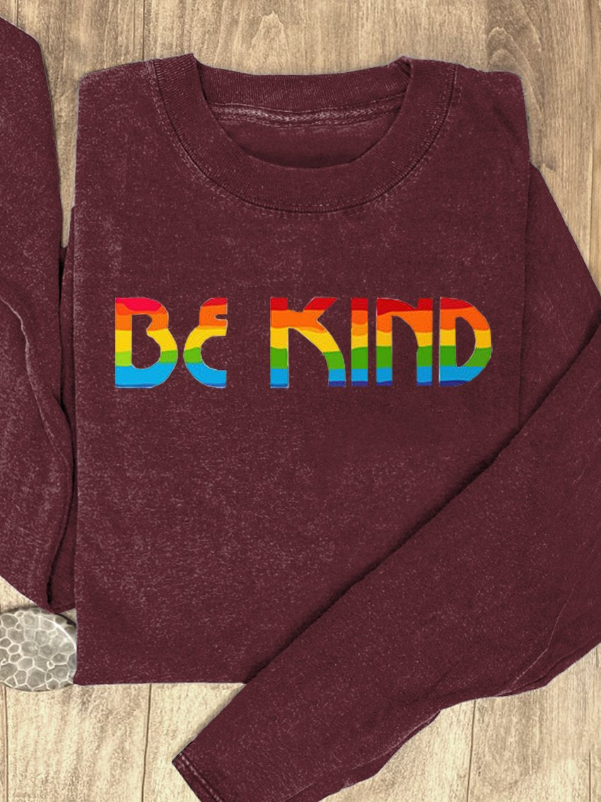Be Kind Rainbow Suicide Prevention Mental Print Casual Sweatshirt-lovefitte