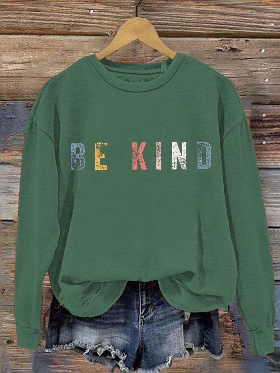 Be Kind Art Pattern Print Casual Sweatshirt-lovefitte