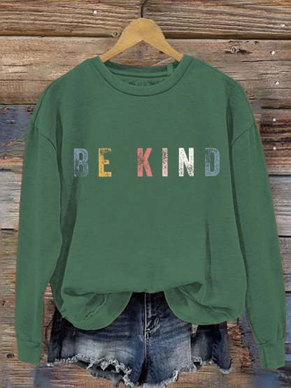 Be Kind Art Pattern Print Casual Sweatshirt-lovefitte