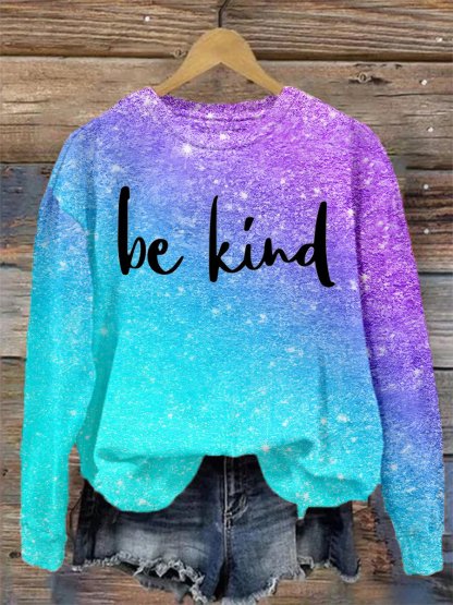 Women's Be Kind Print Casual Sweatshirt-lovefitte