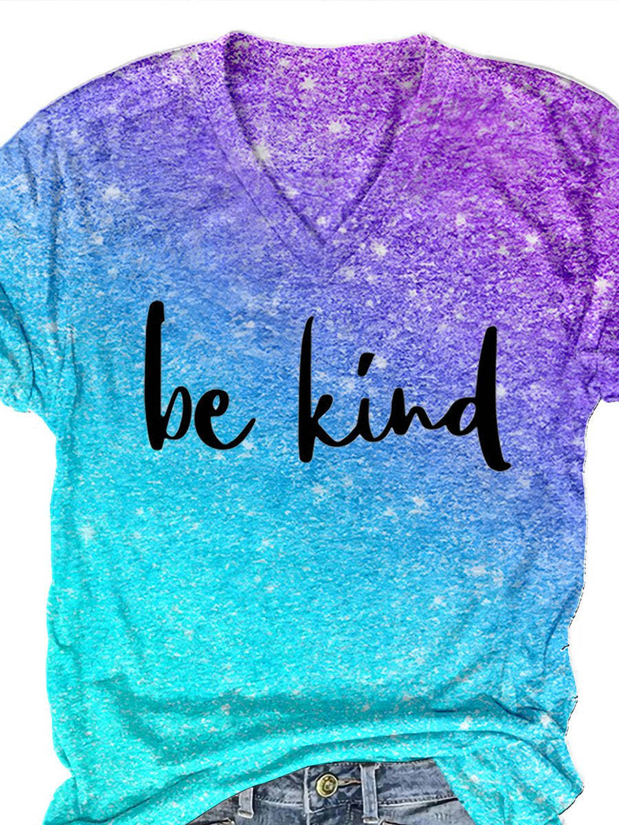 Women's Be Kind Print Casual  T-shirt-lovefitte