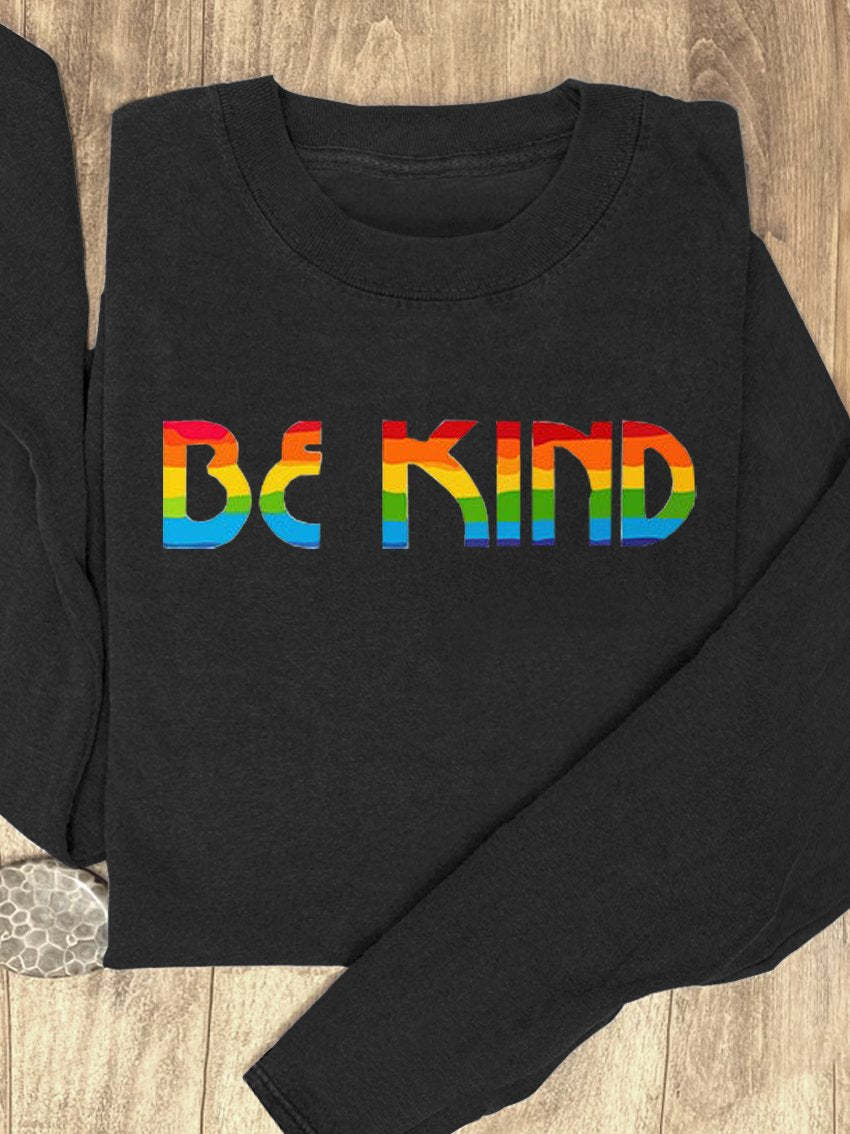 Be Kind Rainbow Suicide Prevention Mental Print Casual Sweatshirt-lovefitte
