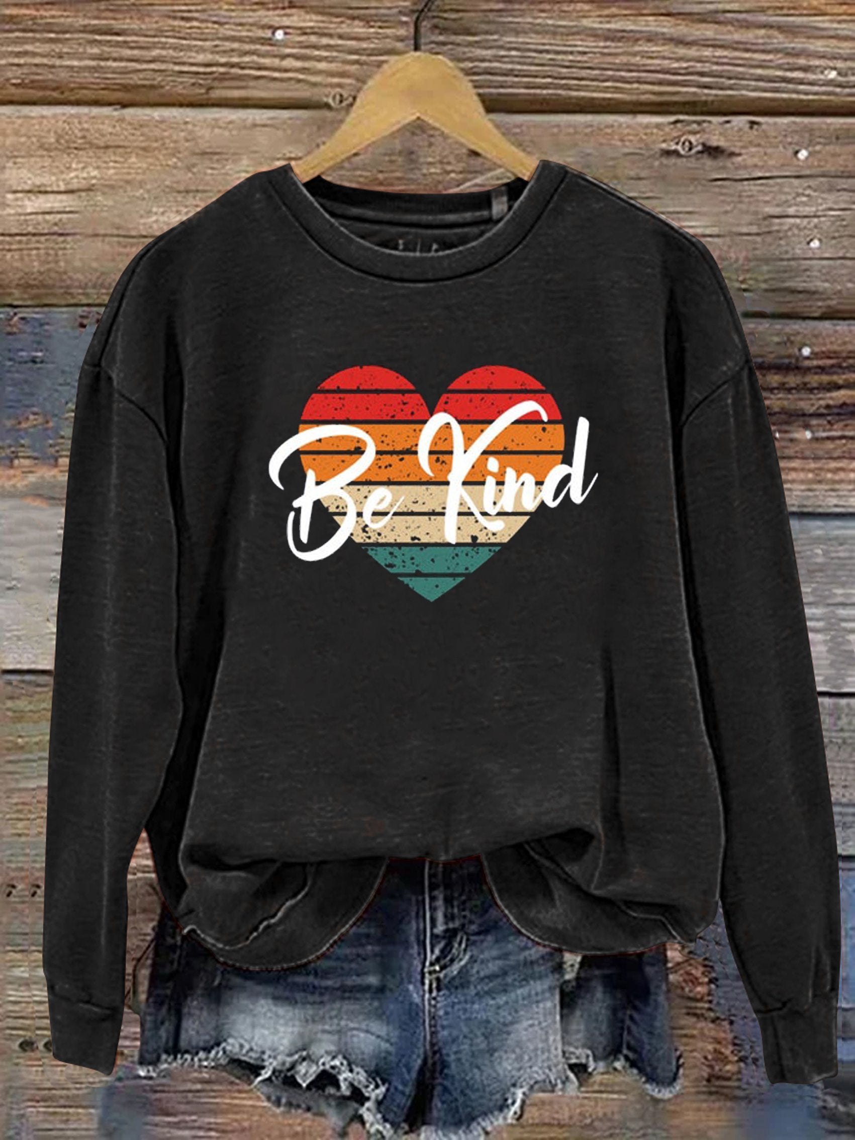 Be Kind Love Kindness Pride Rainbow Print Casual Sweatshirt-lovefitte