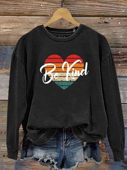 Be Kind Love Kindness Pride Rainbow Print Casual Sweatshirt-lovefitte