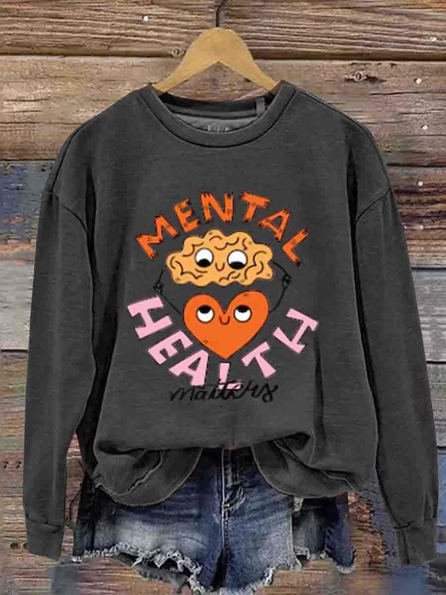 Mental Health Inspirational Depression Awareness Crew Neck Casual Printed Sweatshirt-lovefitte