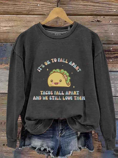 Mental Health Inspirational Fun Mental Health Crew Neck Casual Printed Sweatshirt-lovefitte