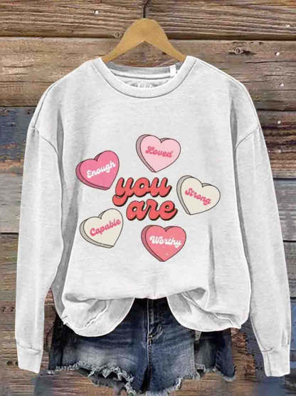 Mental Health Inspirational Love Round Neck Casual Printed Sweatshirt-lovefitte
