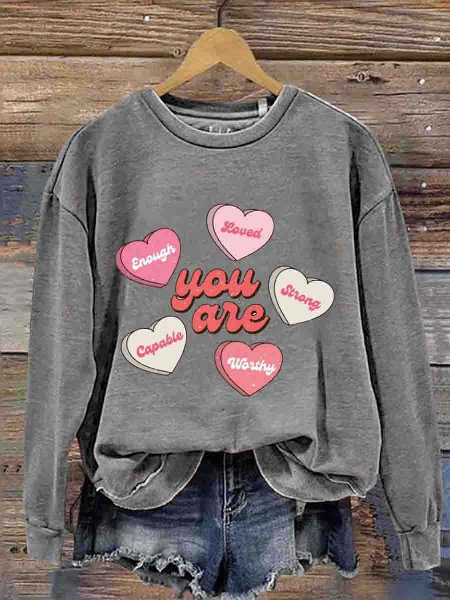 Mental Health Inspirational Love Round Neck Casual Printed Sweatshirt-lovefitte