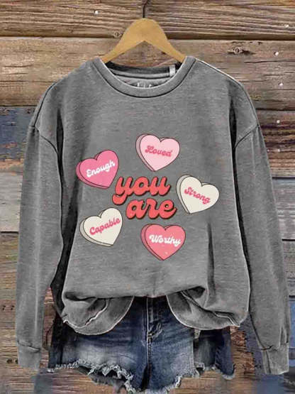 Mental Health Inspirational Love Round Neck Casual Printed Sweatshirt-lovefitte