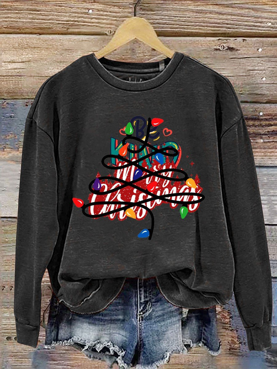 Be Kind Christmas Print Casual  Sweatshirt-lovefitte