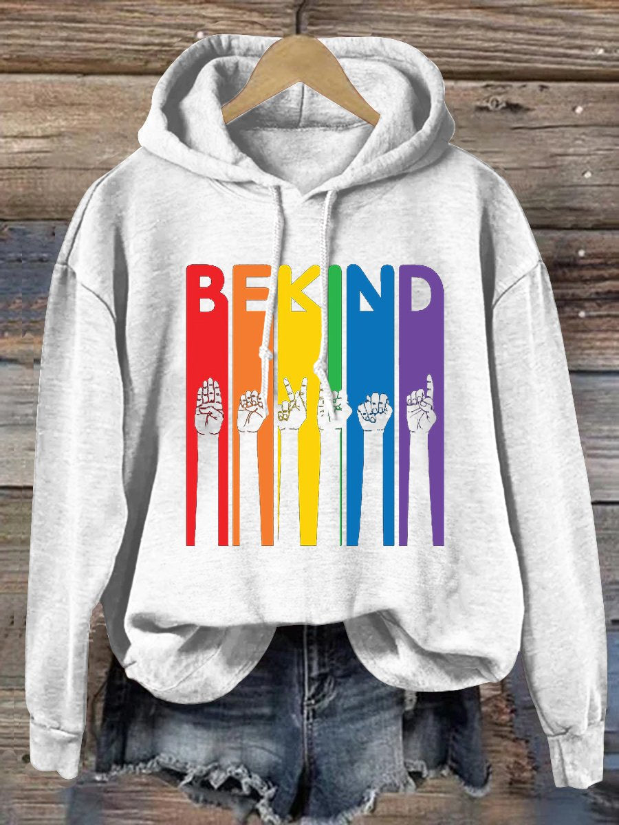 Be Kind Sign Language Kindness Pride Print Casual Hoodie-lovefitte