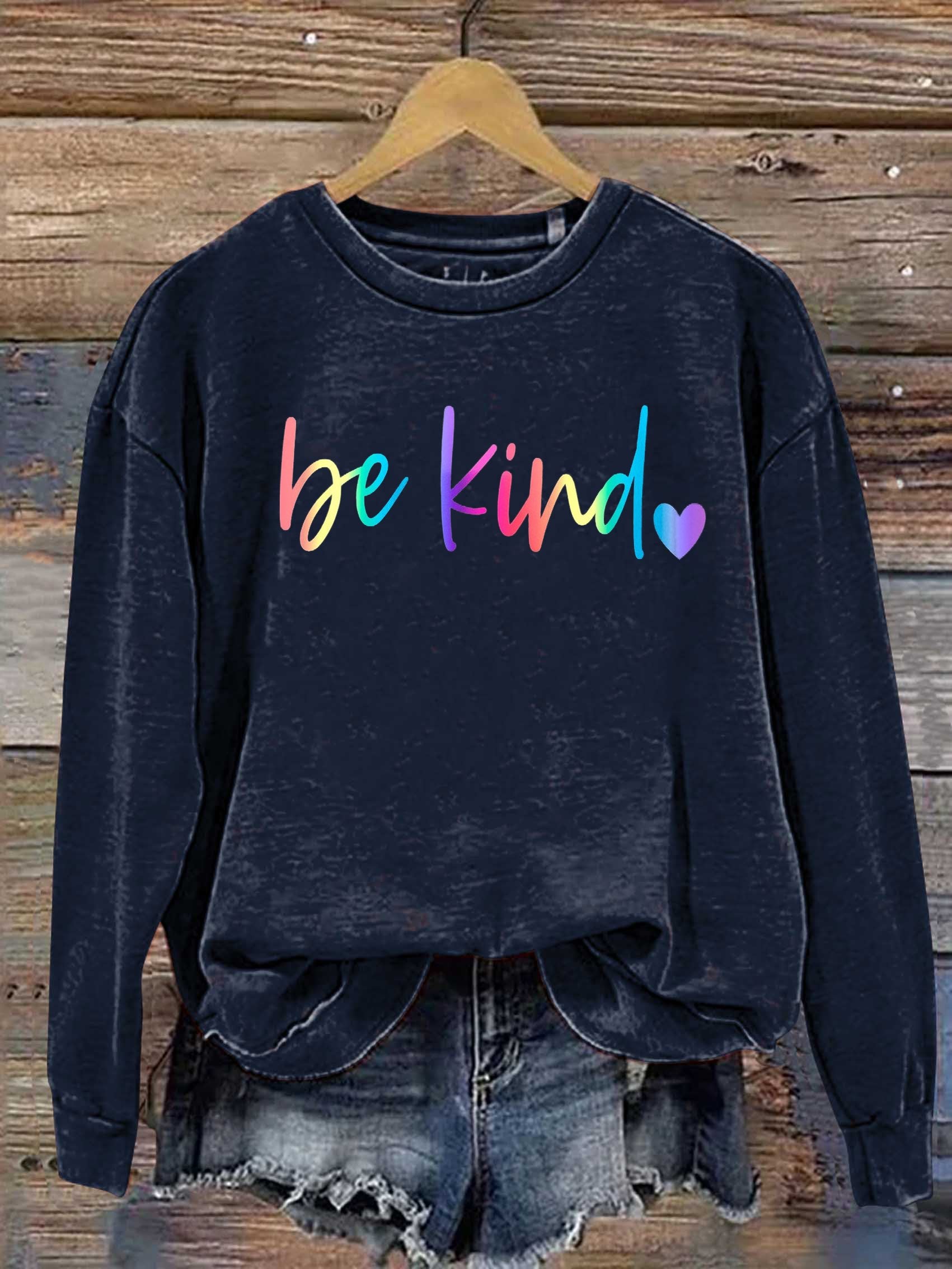 Be Kind Kindness Pride Rainbow Love Gradient Print Casual Sweatshirt-lovefitte