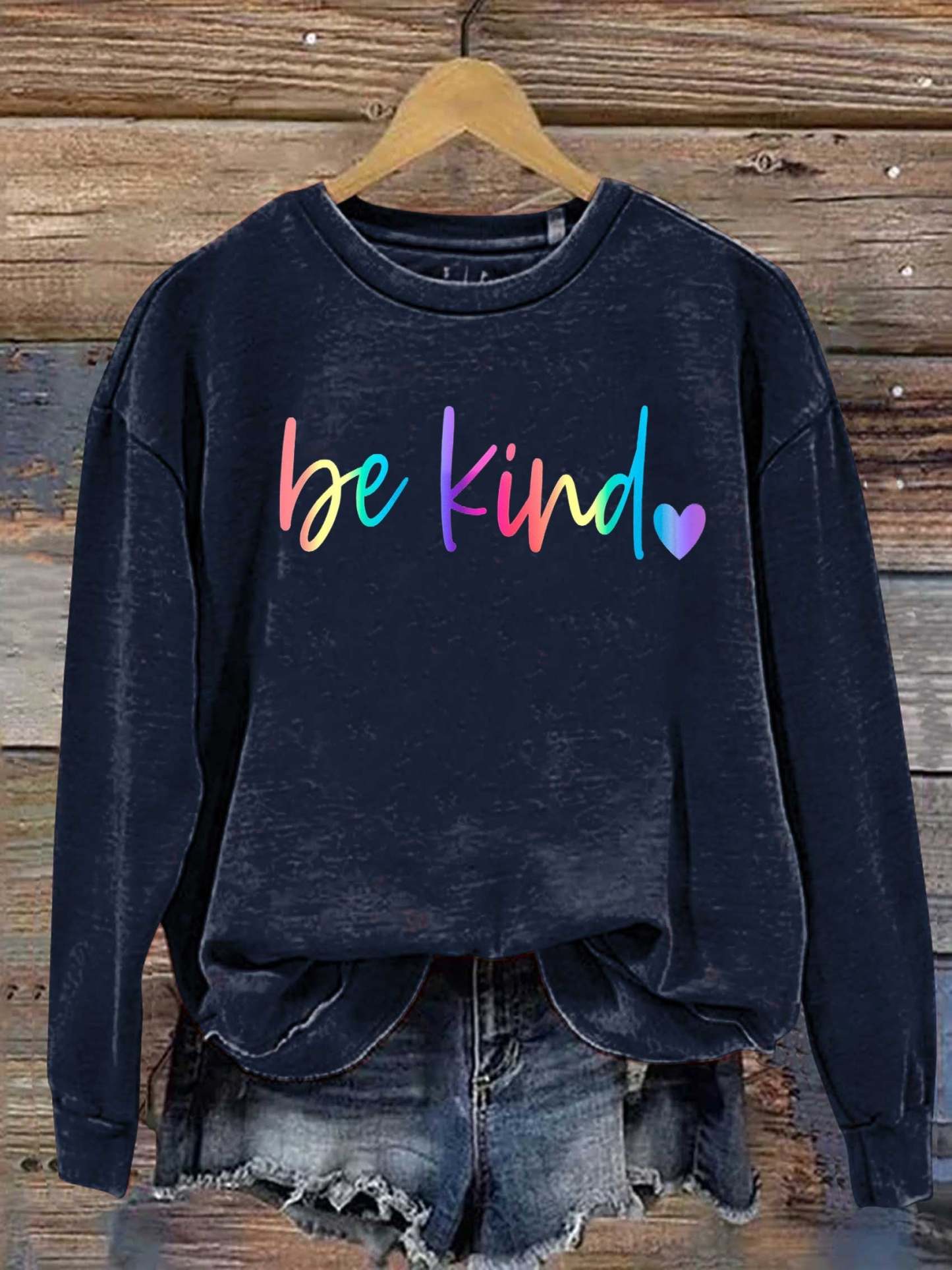 Be Kind Kindness Pride Rainbow Love Gradient Print Casual Sweatshirt-lovefitte