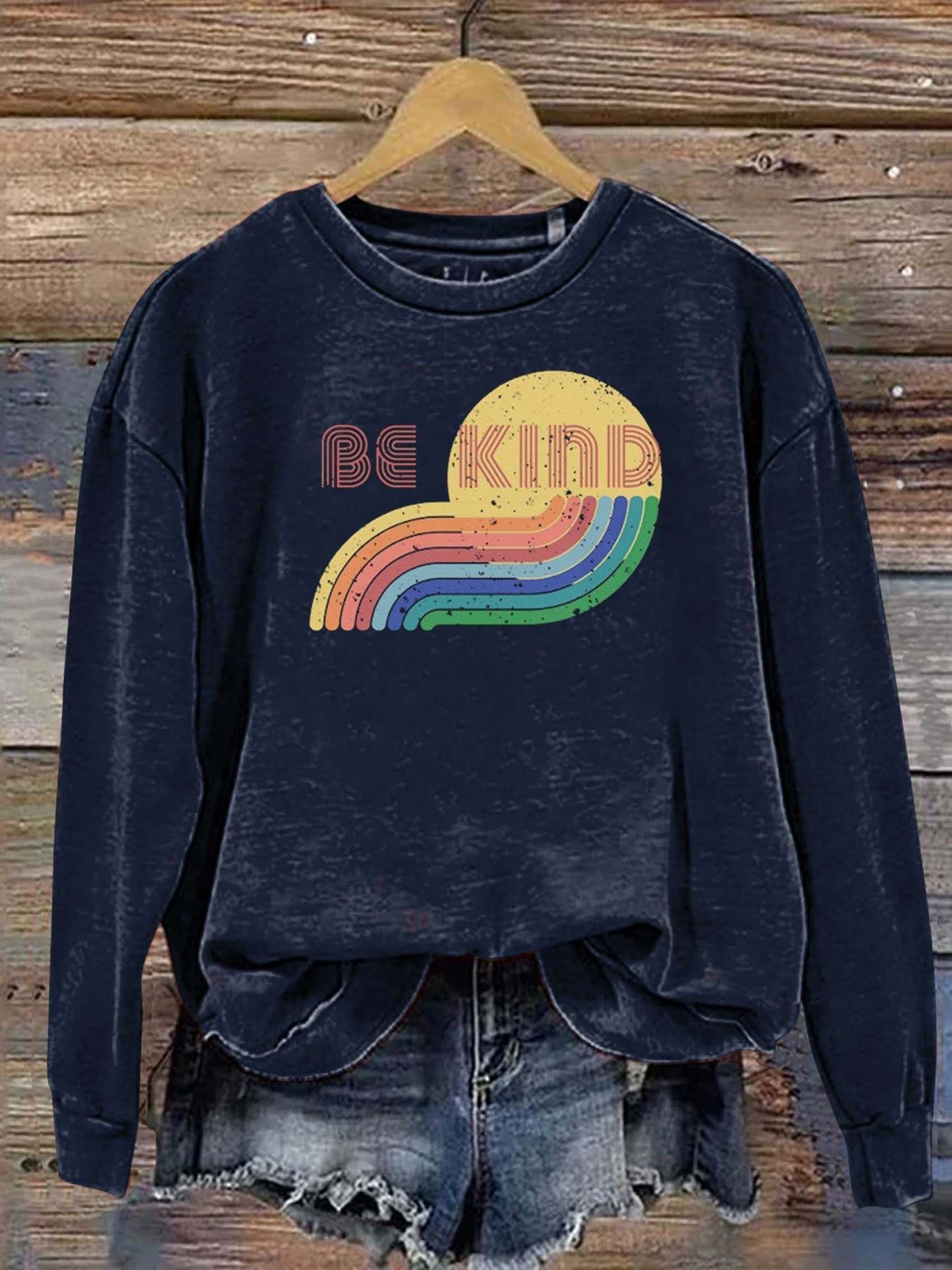 Be Kind Kindness Pride Rainbow Love Gradient Print Casual Sweatshirt-lovefitte