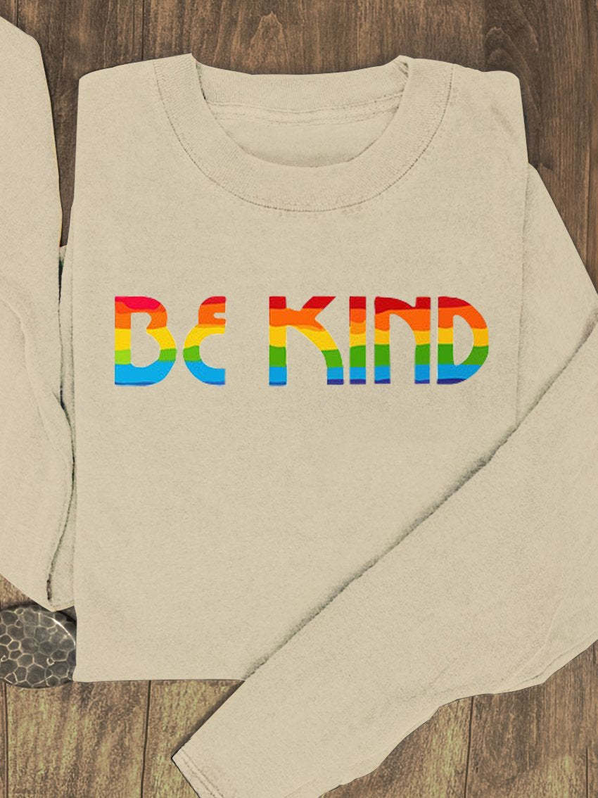 Be Kind Rainbow Suicide Prevention Mental Print Casual Sweatshirt-lovefitte