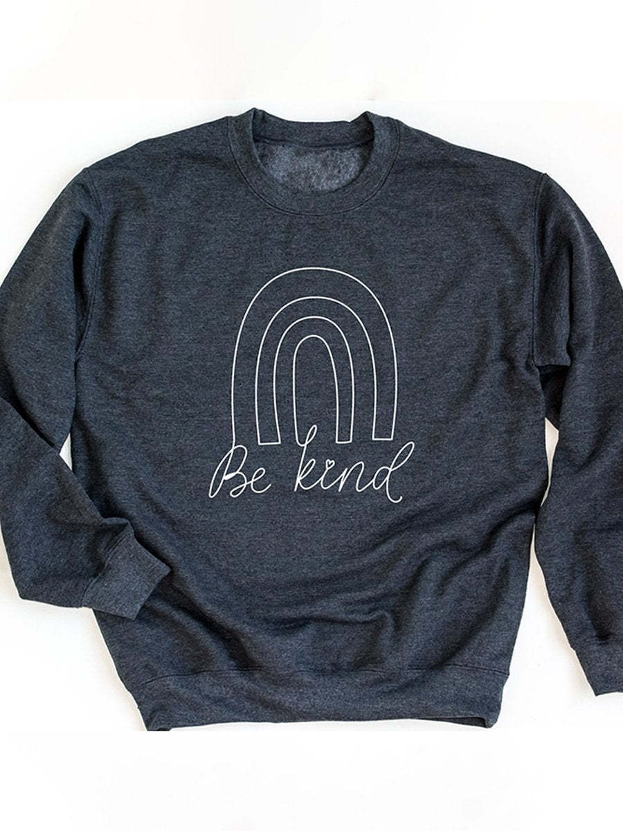 Rainbow Be Kind Suicide Prevention Mental Print Casual Sweatshirt-lovefitte