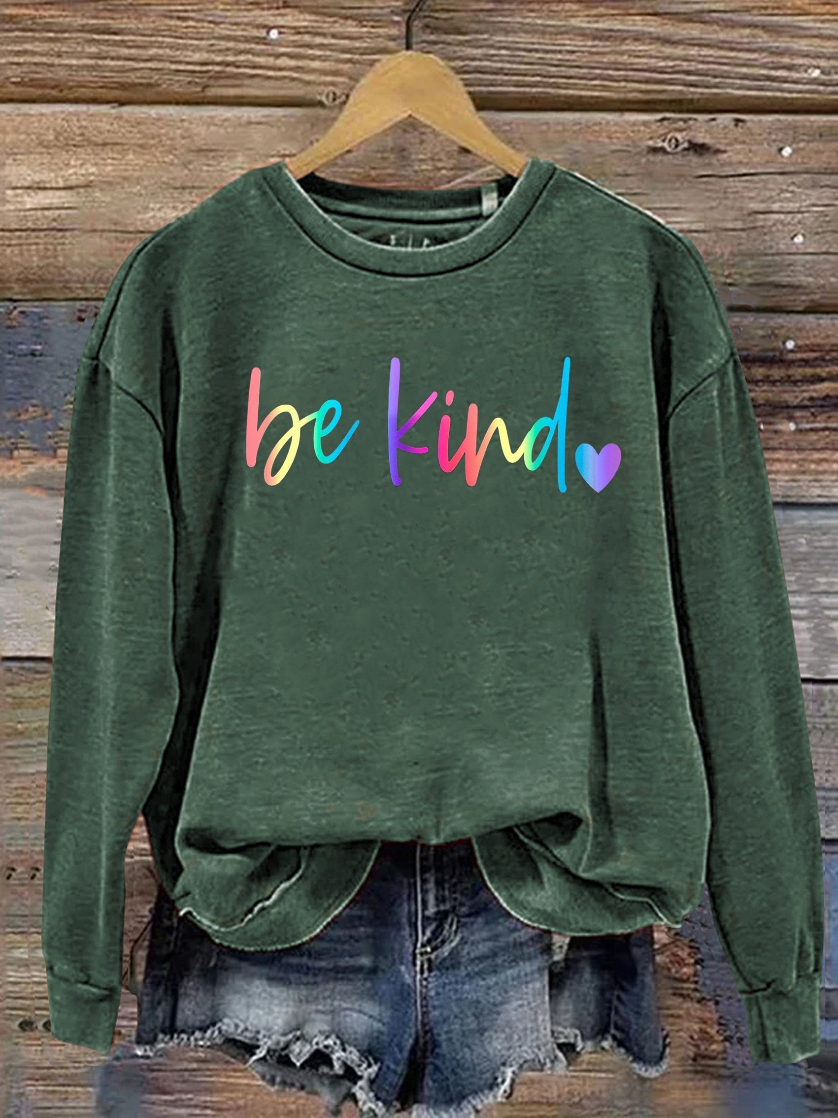 Be Kind Kindness Pride Rainbow Love Gradient Print Casual Sweatshirt-lovefitte