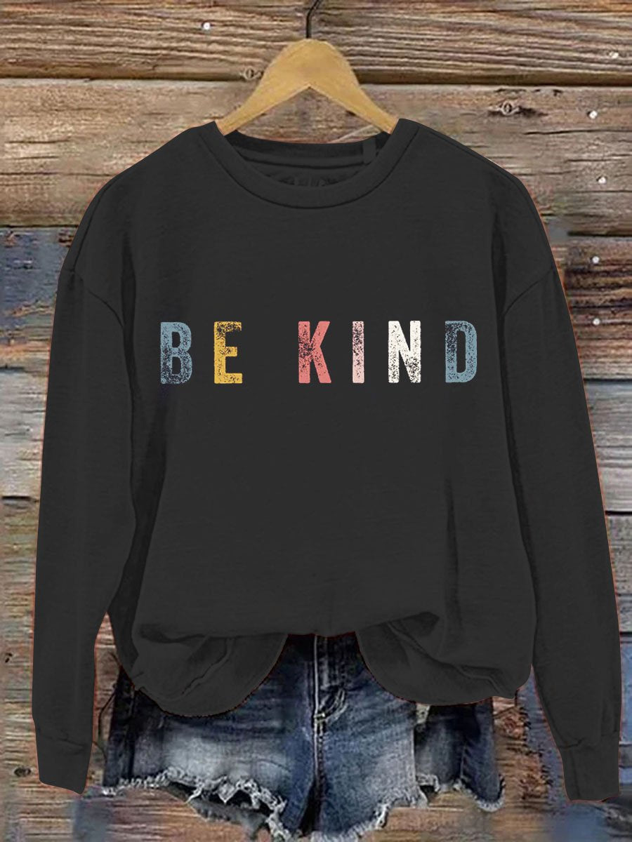 Be Kind Art Pattern Print Casual Sweatshirt-lovefitte