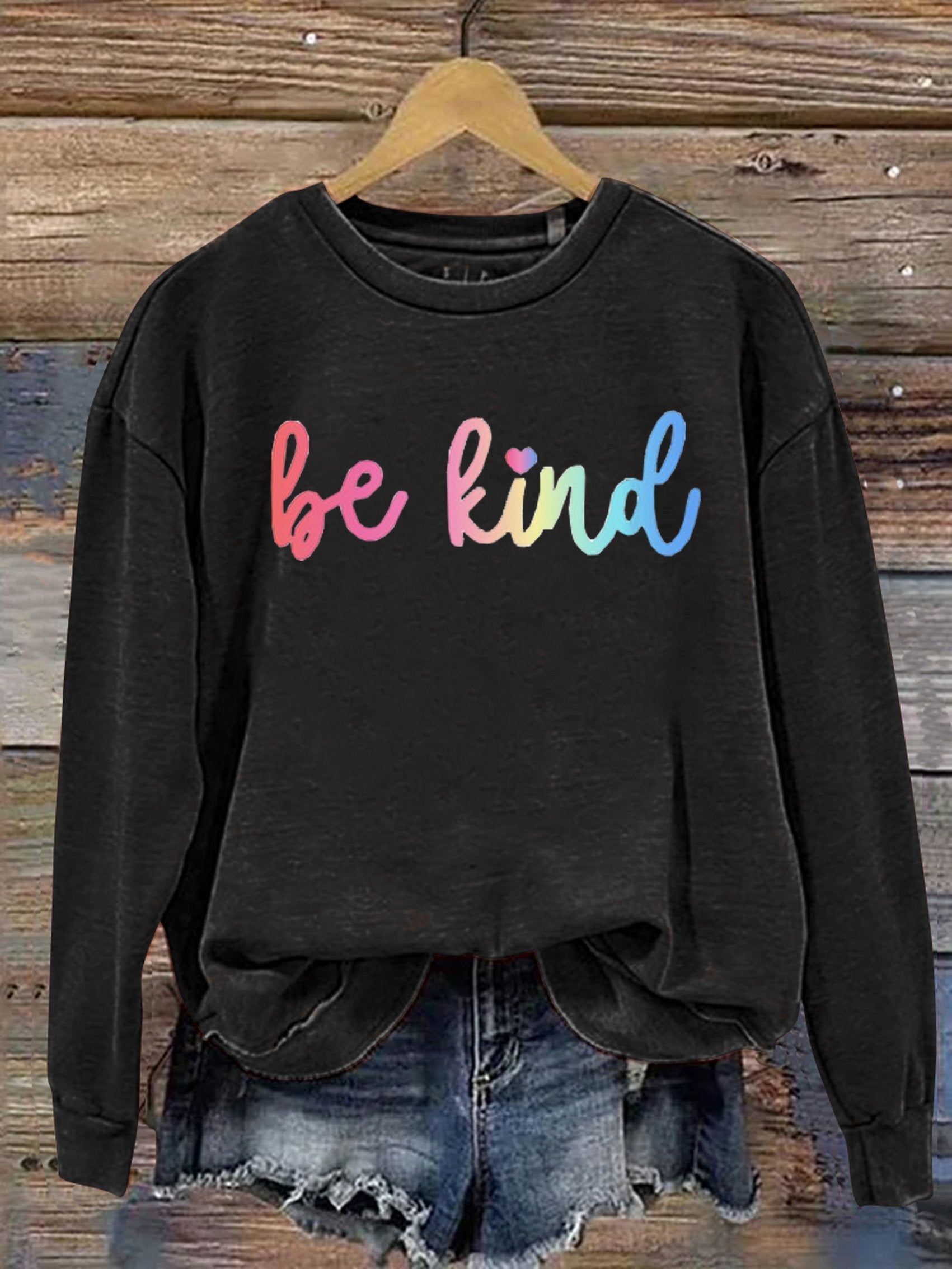 Be Kind Kindness Pride Rainbow Love Gradient Print Casual Sweatshirt-lovefitte