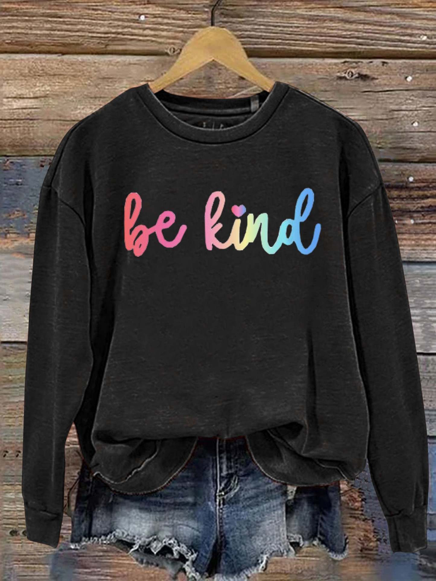 Be Kind Kindness Pride Rainbow Love Gradient Print Casual Sweatshirt-lovefitte