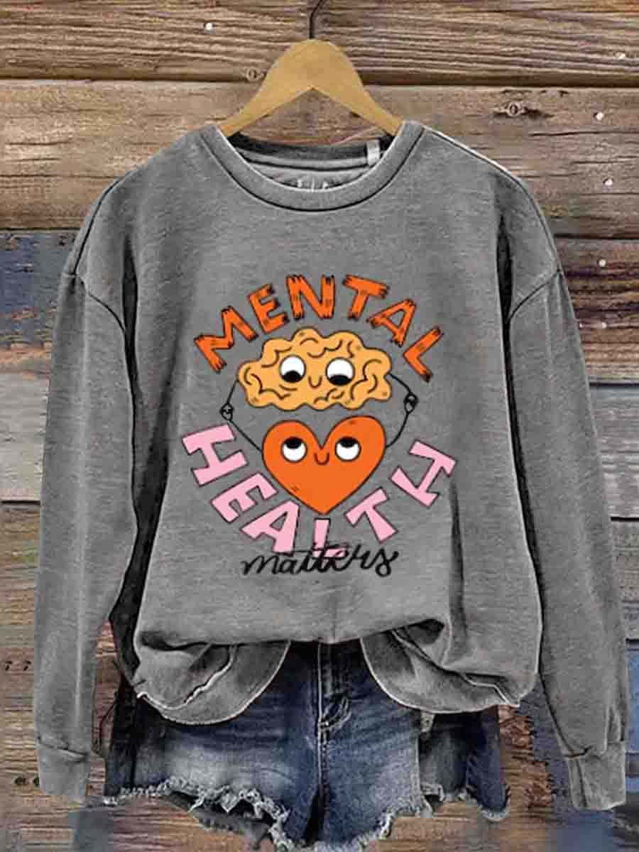Mental Health Inspirational Depression Awareness Crew Neck Casual Printed Sweatshirt-lovefitte