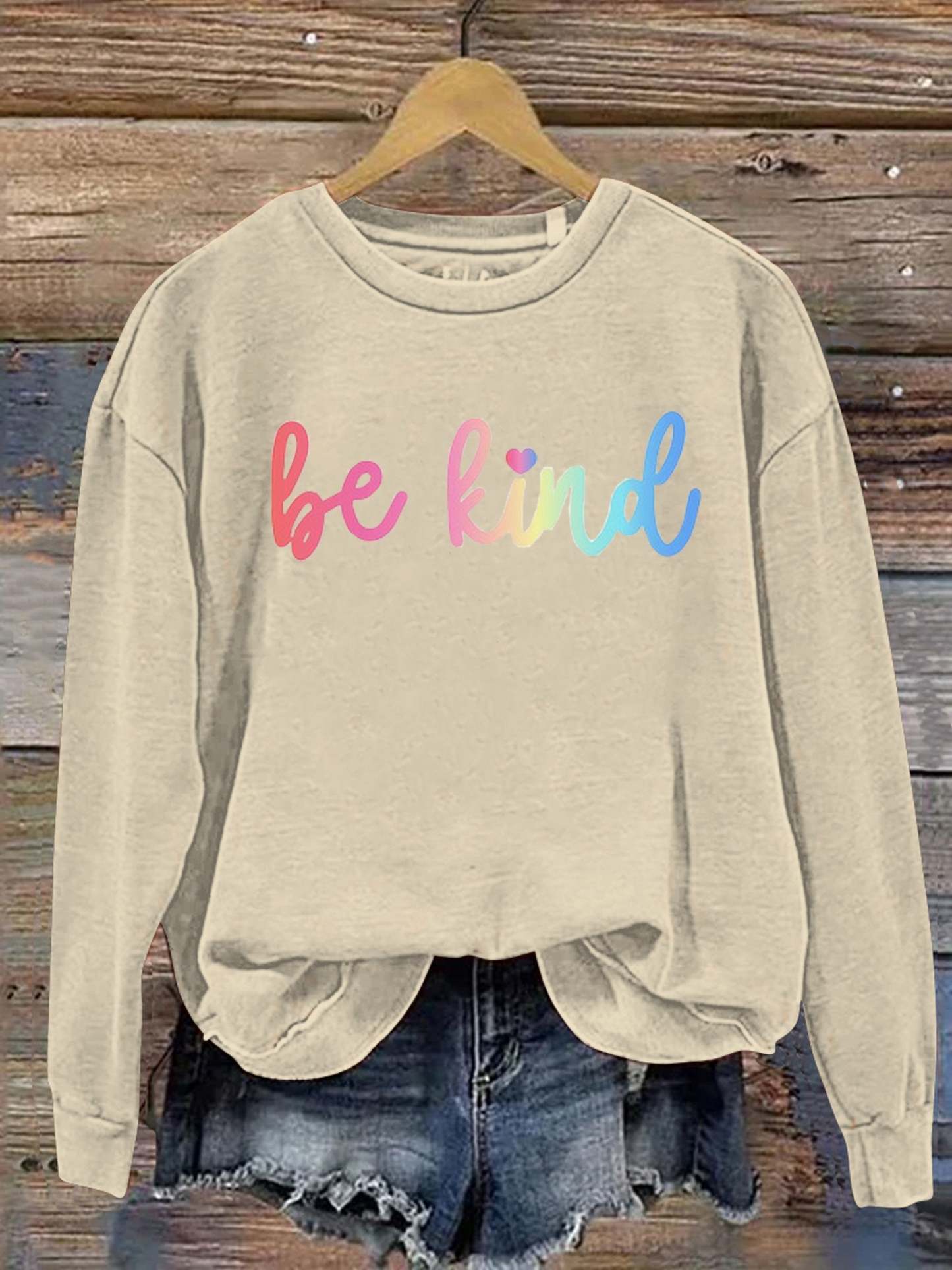 Be Kind Kindness Pride Rainbow Love Gradient Print Casual Sweatshirt-lovefitte