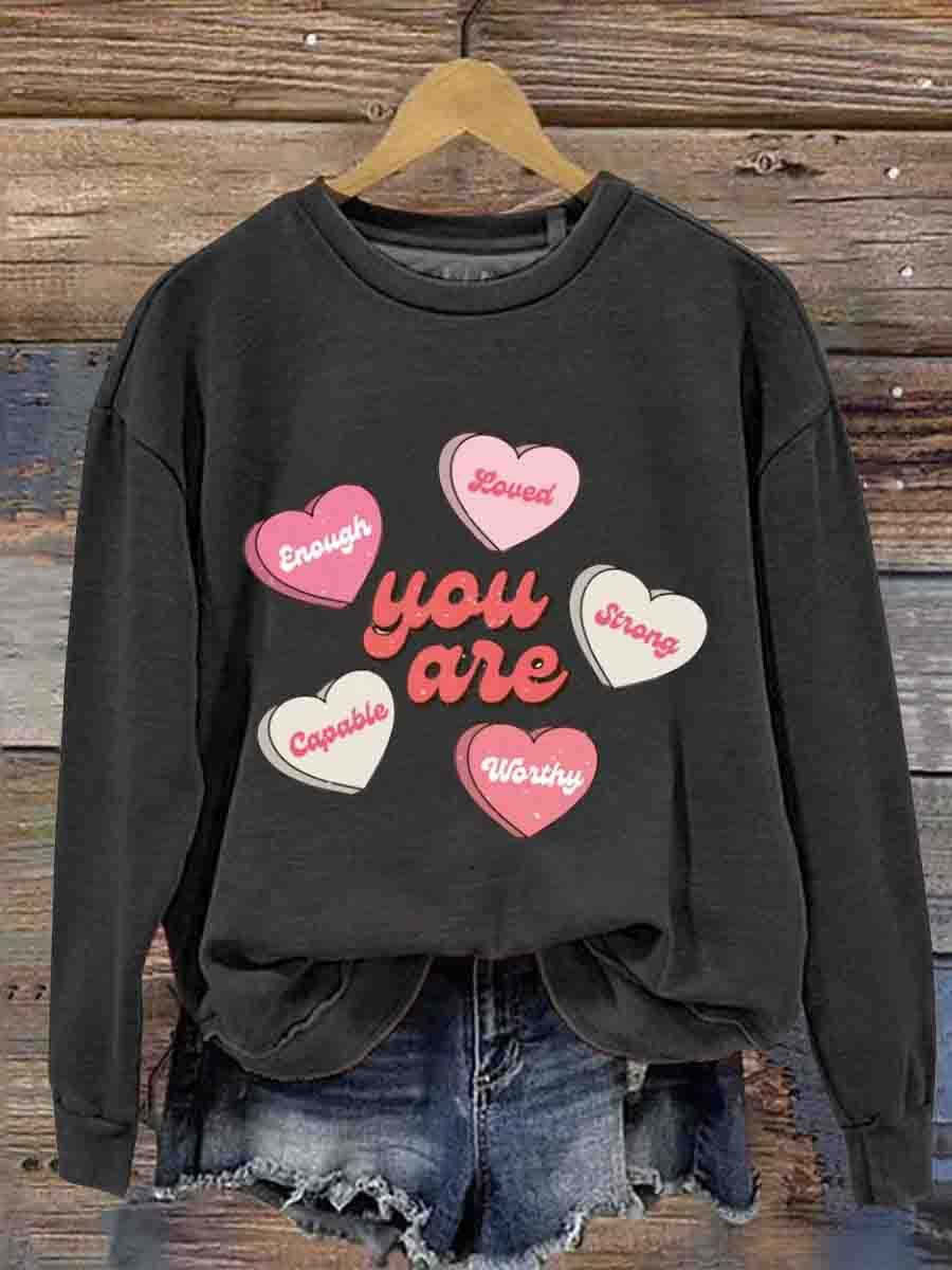 Mental Health Inspirational Love Round Neck Casual Printed Sweatshirt-lovefitte
