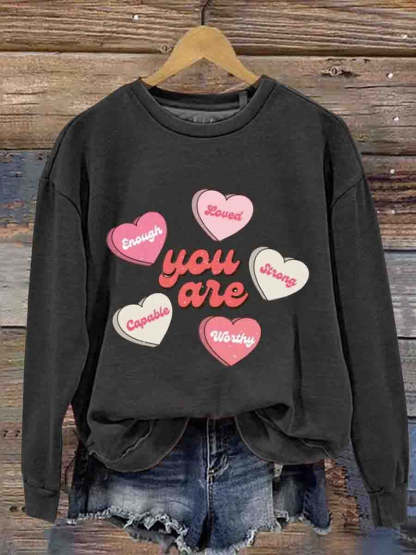 Mental Health Inspirational Love Round Neck Casual Printed Sweatshirt-lovefitte