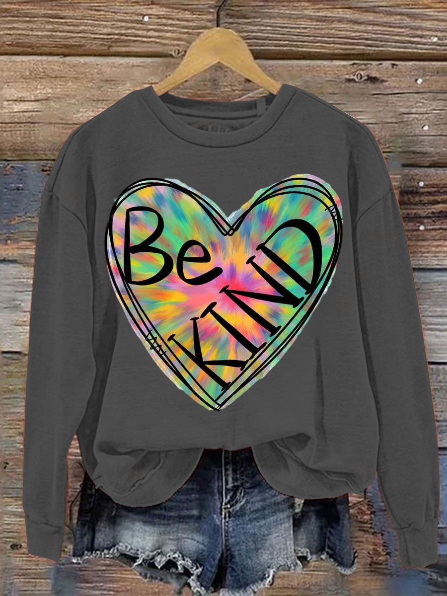 Be Kind Art Pattern Print Casual Sweatshirt-lovefitte