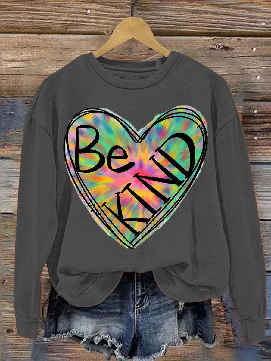 Be Kind Art Pattern Print Casual Sweatshirt-lovefitte