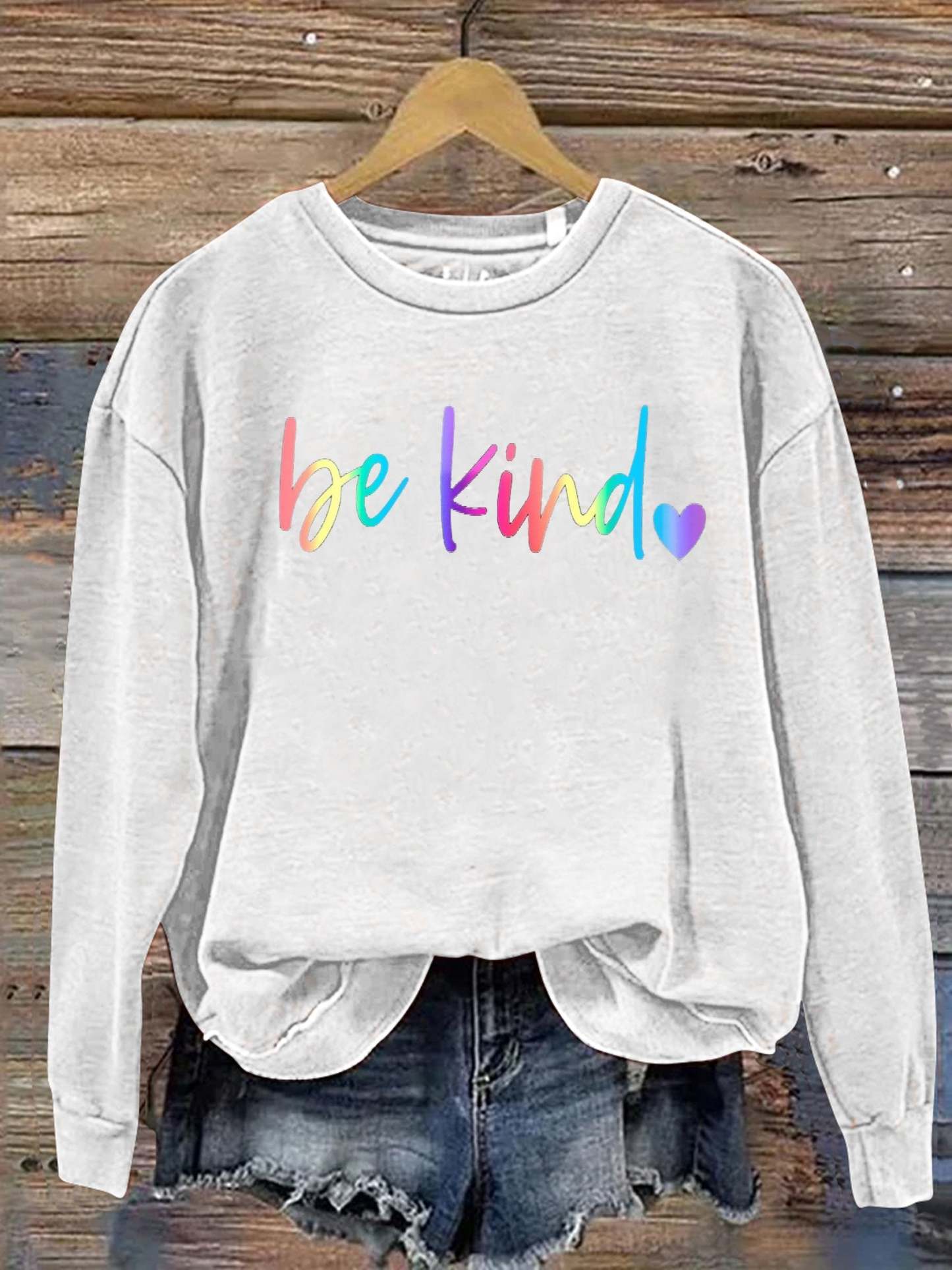 Be Kind Kindness Pride Rainbow Love Gradient Print Casual Sweatshirt-lovefitte