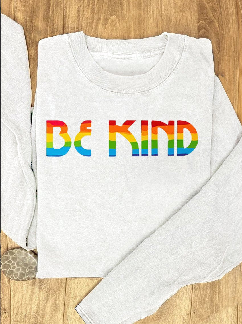 Be Kind Rainbow Suicide Prevention Mental Print Casual Sweatshirt-lovefitte
