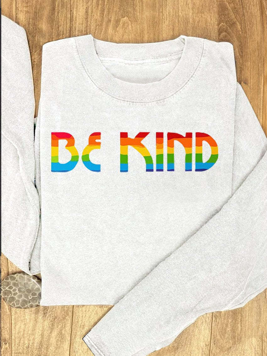 Be Kind Rainbow Suicide Prevention Mental Print Casual Sweatshirt-lovefitte