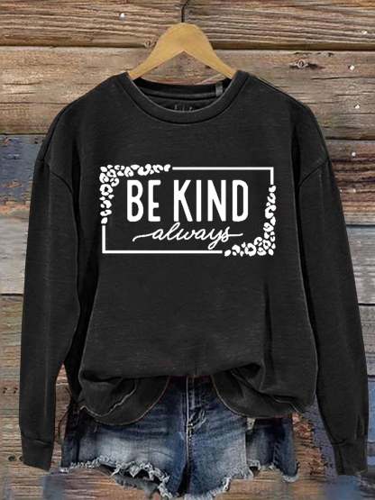 Unisex Women's Men's Leopard Print Be Kind Suicide Prevention Mental Print Casual Sweatshirt-lovefitte