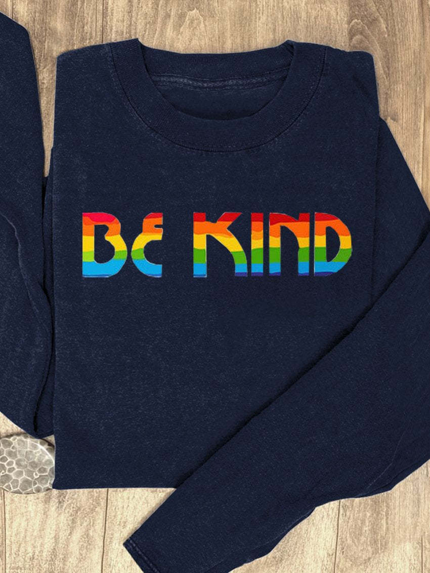 Be Kind Rainbow Suicide Prevention Mental Print Casual Sweatshirt-lovefitte